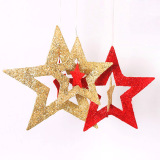 节日装饰品 铁艺麻丝转动星星挂件 圣诞节五角星橱窗吊挂吊饰
