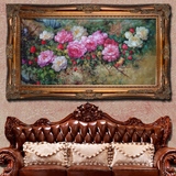 沙发背景墙油画纯手绘富贵牡丹花卉欧式中式客厅餐厅玄关过道挂画