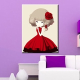 自油自画 diy数字油画卧室客厅儿童手绘装饰画卡通人物 玫瑰姑娘