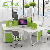 长沙办公家具圆形办公桌3人位 弧形办公桌卡座拼接L型公司电脑桌6