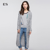 艾格 ES 2016春新品S混色编织长款针织开衫16031601761