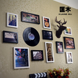 欧式实木照片墙相框墙挂墙创意鹿头组合客厅餐厅沙发背景酒吧装饰