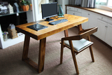 美式简约现代全实木办公桌餐桌椅写字台书桌子台式家用电脑桌