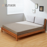 纯实木双人床1.8米白橡木软靠背可拆洗实木床1.5米简约原木家具