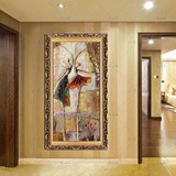 欧式竖版玄关油画走廊挂画现代手绘人物抽象装饰画美式壁画芭蕾舞