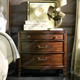 欧式实木床头柜 美式乡村橡木三抽屉床头柜法式复古床边柜床边几