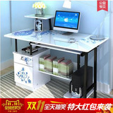 简易电脑桌台式桌烤漆家用办公桌带抽屉写字桌书桌简约现代带书架