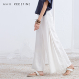 Amii Redefine品牌女装 2016春夏新款休闲宽松阔腿收褶大码九分裤