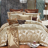 简诺家纺 欧式样板房间床上用品十件套 奢华贡缎提花床品多件套件