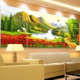壁画装饰画客厅现代无框画中式山水风景画玄关沙发背景墙挂画墙画
