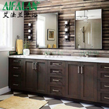 现代中式卫浴柜 韩式橡木实木浴室柜组合落地卫生间洗漱台洗手池