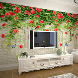 美阁大型壁画3d立体定制电视背景墙沙发墙画蔷薇花田园客厅壁纸