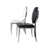 宜可宅配 现代不锈钢餐椅简约小户型家用pu皮圆背椅创意饭桌椅子