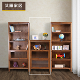 艾丽家居韩式田园实木书柜书架组合玻璃柜带门书橱特价书柜储物柜