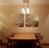 方形玫瑰花立体镜面墙贴客厅卧室电视背景墙沙发餐厅墙水晶装饰贴