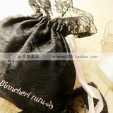 专柜礼品 黑蕾丝缎带化妆品收纳袋 绝美化妆包 抽绳 化妆工具