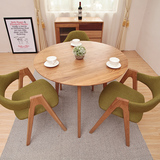 外贸 北欧纯实木圆桌咖啡桌 原木白橡木餐厅家具简约现代创意特价
