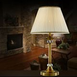 美式铜台灯客厅卧室床头灯现代简约欧式复古纯铜 水晶台灯包邮
