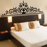 黑色花冠墙贴 床头精美装饰贴画 热销新款单色卧室床头墙壁专用贴
