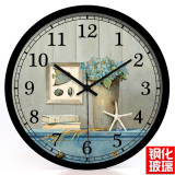简约田园k欧式壁钟复古客厅装饰地中海钟表金属框钢化玻璃挂钟012