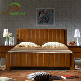 雅阁 水曲柳实木床 现代中式双人床1.5米1.8米经济型卧室家具包邮