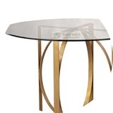 美式铁艺复古茶几钢化玻璃圆形边几客厅休闲桌现代简约创意咖啡桌