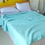 欧式外贸出口绗缝床盖单件纯棉素色绣花衍缝被子水洗加厚夹棉床单
