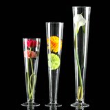 客莱达透明玻璃花瓶大口V形直筒婚庆台面花瓶道具电炉高品质花器
