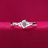 正品925纯银高端微镶水钻戒指女士日韩国版创意心形简约开口指环