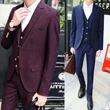 欧美风夏季韩国新款品牌特价男装代购秋装男士西装三件套套装