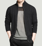 2016春季男士夹克外套韩版修身潮青年休闲立领针织羊毛衫纯色男装