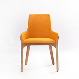 北欧实木椅橡木宜家餐椅布艺时尚简约咖啡椅设计师简约休闲SOLO椅