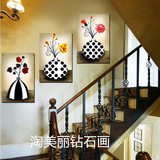 5d现代客厅装饰画卧室餐厅钻石画欧式壁画方钻满钻抽象挂画三联画