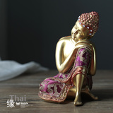 泰中式东南亚做旧树脂佛头摆件 佛像首耐品家居风水摆设瑜伽装饰