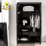 品牌现代简约时尚实木钢琴烤漆黑色衣柜衣橱拉门简易卧室套房家具
