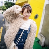 韩国正品代购2015秋冬新款韩版女装女士时尚甜美短款毛呢大衣外套