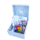 生日礼物进口永生花相框款礼盒七彩玫瑰保鲜花玻璃罩送女友创意花