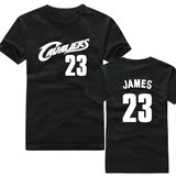 詹姆斯23号t恤 骑士队凯里欧文2号篮球衣服纯棉半袖短袖 男女包邮