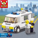 嘉嘉乐园拼装积木男孩乐高式玩具警车模型警察6-10岁汽车30元以下