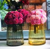 欧式简约玻璃花瓶花艺 袖口花瓶小团菊仿真花艺绢花 餐桌摆放花