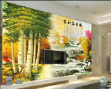 3d立体美式乡村油画风景沙发电视背景墙壁纸客厅餐厅大型壁画欧式