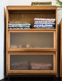 美式日式带玻璃门简易实木储物柜自由组合边柜大简约儿童收纳柜子