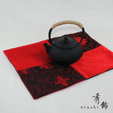 现代中式布艺餐桌桌旗餐垫长方形餐桌餐垫杯垫隔热垫垫碗垫桌布