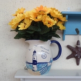 地中海风格立体浮雕中号陶瓷花瓶大奶壶插花器桌面装饰摆件工艺品