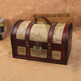 欧式海盗古典首饰金币收纳盒箱子密室盒箱子复古木质手提箱藏宝箱