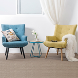 北欧现代简约时尚设计师沙发椅 彩色木架布艺客厅书房办公单人椅