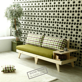 日韩式实木储物布艺沙发松木创意三人沙发懒人休闲小户型布沙发