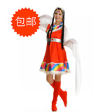藏族舞蹈演出服装 新款水袖正品包邮 民族汉服大摆裙广场舞古装