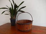 纯手工制作古典木盆古式小木盆铁提木盆木桶足浴盆足浴桶可做摆件