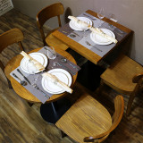 实木复古西餐厅桌椅新款咖啡厅方桌奶茶甜品店圆桌茶餐厅一桌两椅